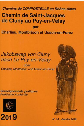 Orangene farbenes Heft mit allen Unterkünften zwischen Cluny und Le Puy, inkl. Accueil Jacquaire - Jakobsweg Frankreich Herbersgliste / Unterkunftsliste